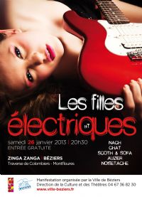 Concerts gratuits : Les filles électriques. Le samedi 26 janvier 2013 à Béziers. Herault.  20H30